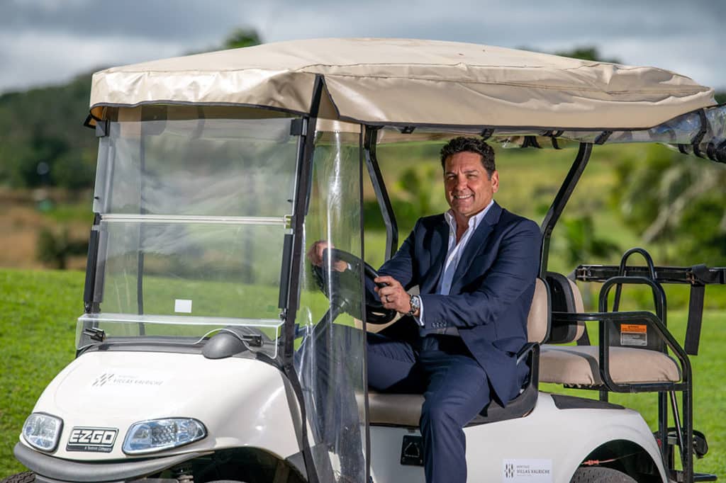 business man on golf cart