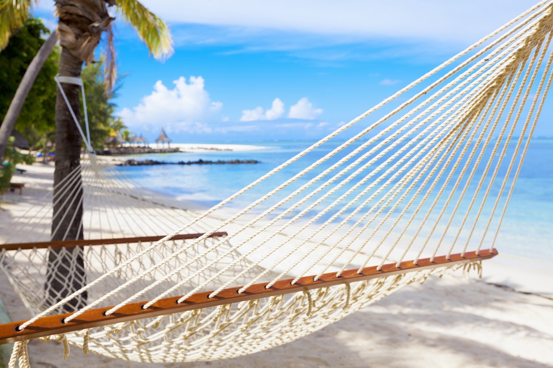 Relaxing on the beach hammock