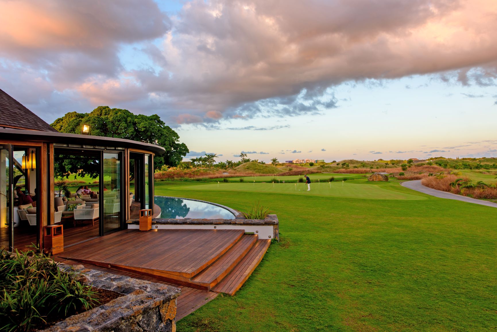 Residents enjoy sundowners at the clubhouse.