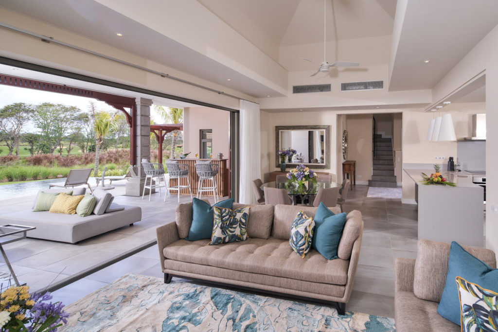 Stunning interior of villa, focusing on inside and outside living.